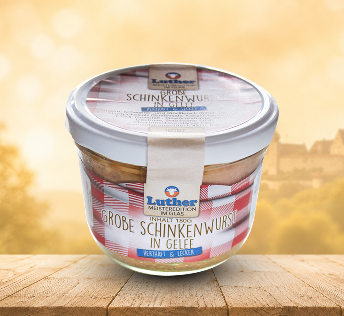 Grobe Schinkenwurst in Gelee 180g Glas