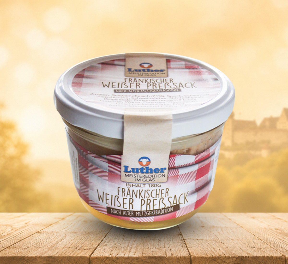 Weißer Pressack 180g Glas